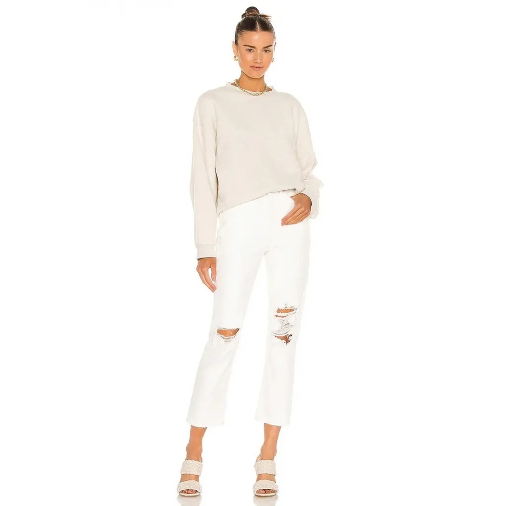 AGOLDE Riley High Rise Straight Crop Jeans Veil White Distressed